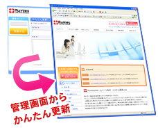 かんたん更新システム 初めての方でも安心してすぐにお使い頂けます。